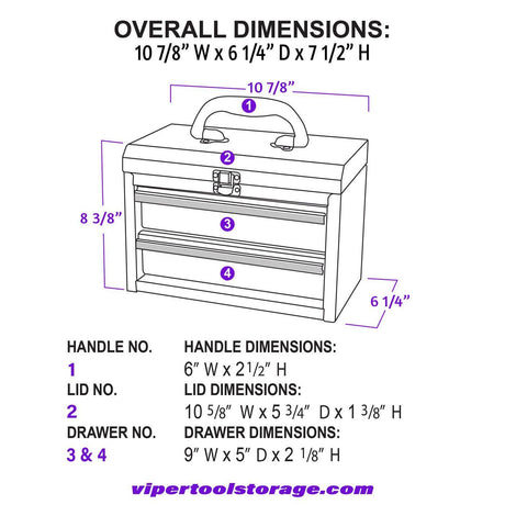 11-Inch 2-Drawer Portable Toolbox-Grease Monkey Garage