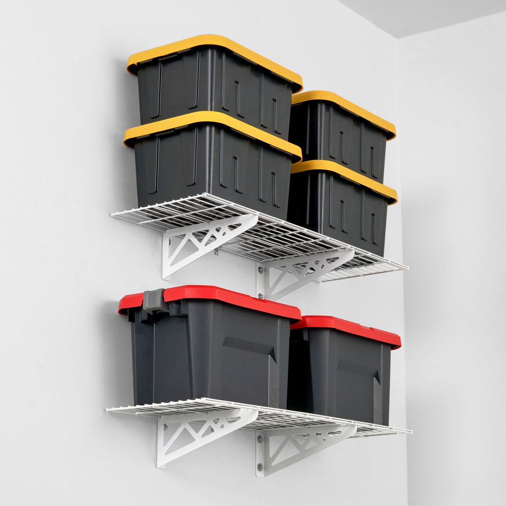 12" x 36" Wall Shelves (Two Pack with Hooks)-Wall Mounted Storage-Grease Monkey Garage