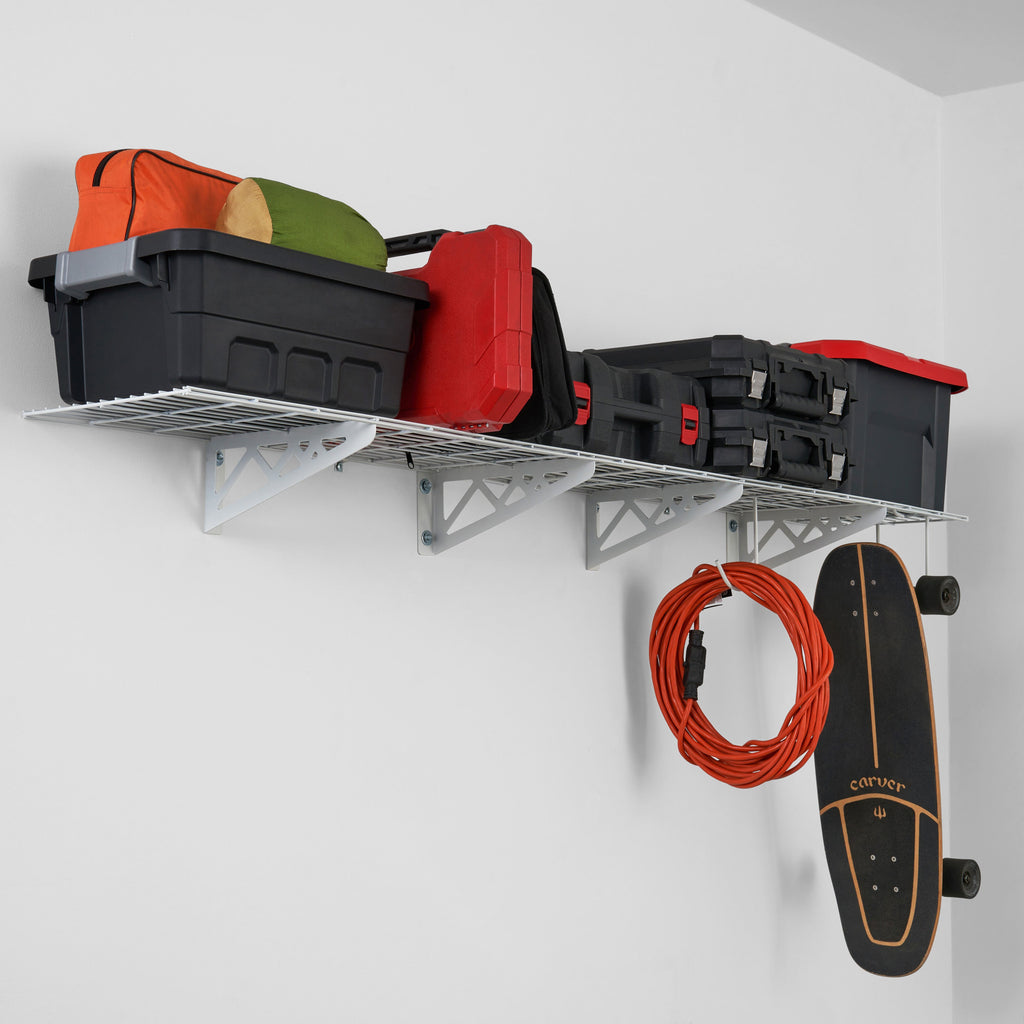 12" x 36" Wall Shelves (Two Pack with Hooks)-Wall Mounted Storage-Grease Monkey Garage