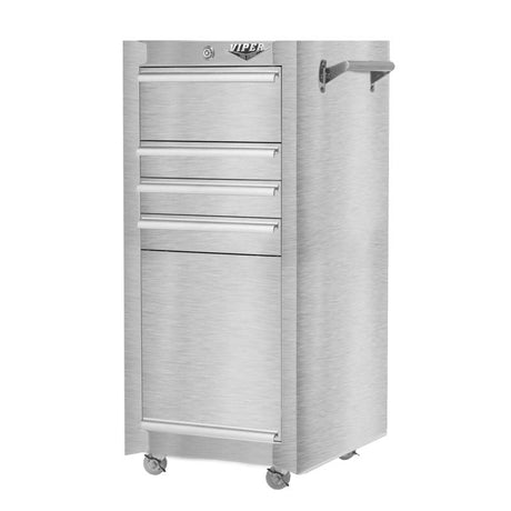 16-Inch 4-Drawer Stainless Steel Rolling Salon Cart with Bulk Storage-Grease Monkey Garage