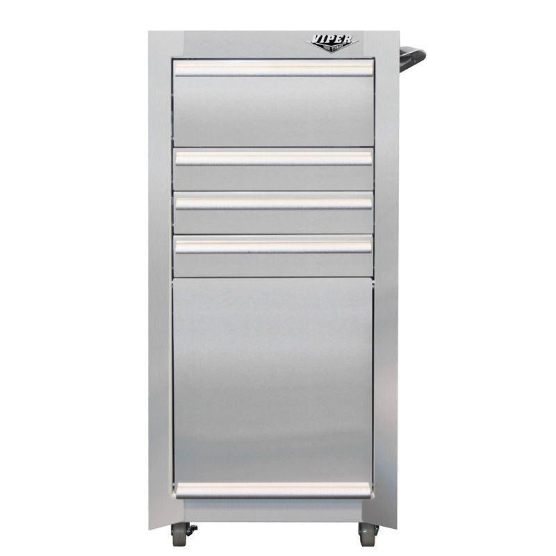 16-Inch 4-Drawer Stainless Steel Rolling Salon Cart with Bulk Storage-Grease Monkey Garage