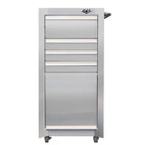 16-Inch 4-Drawer Stainless Steel Rolling Salon Cart with Bulk Storage-Grease Monkey Garage
