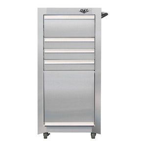 16-Inch 4-Drawer Stainless Steel Rolling Salon Cart with Bulk Storage-Grease Monkey Garage