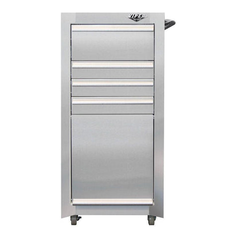 16-Inch 4-Drawer Stainless Steel Rolling Salon Cart with Bulk Storage-Grease Monkey Garage
