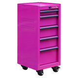 16-Inch 5-Drawer Rolling Salon Cart, Pink, Set of Three-Grease Monkey Garage