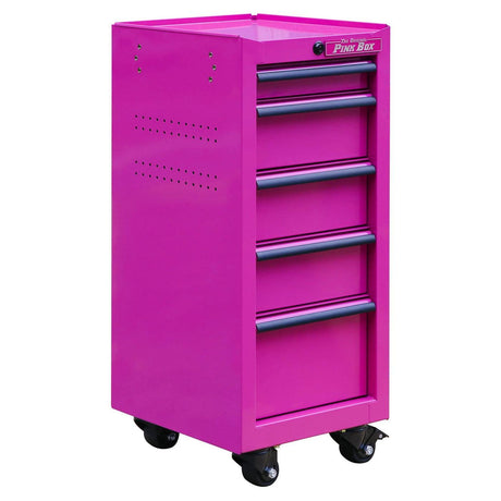 16-Inch 5-Drawer Rolling Salon Cart, Pink, Set of Three-Grease Monkey Garage