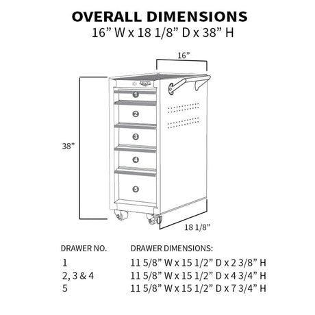 16-Inch 5-Drawer Rolling Salon Cart, Pink, Set of Three-Grease Monkey Garage