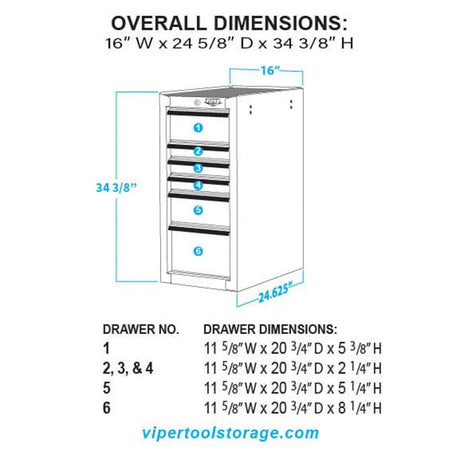 16-Inch 6-Drawer Side Cabinet-Grease Monkey Garage