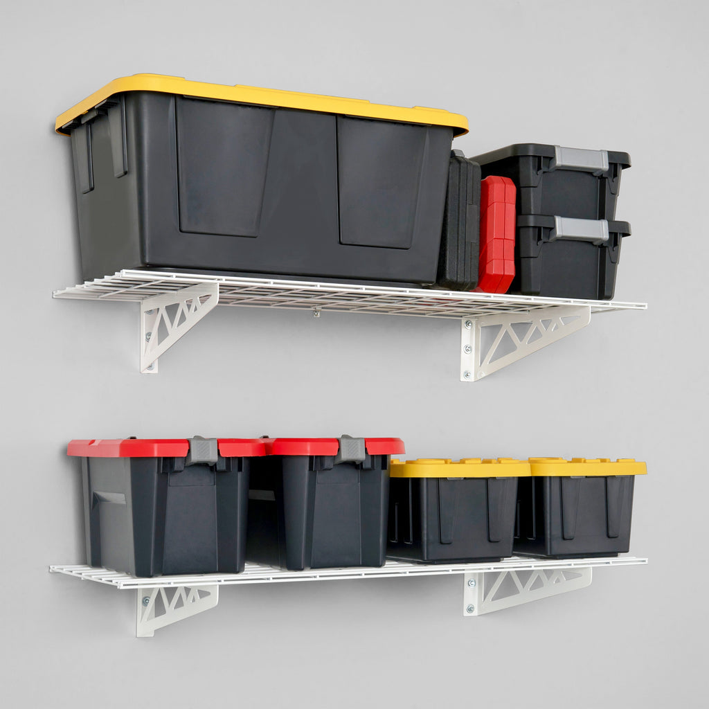 18" x 48" Wall Shelves (Two Pack with Hooks)-Wall Mounted Storage-Grease Monkey Garage