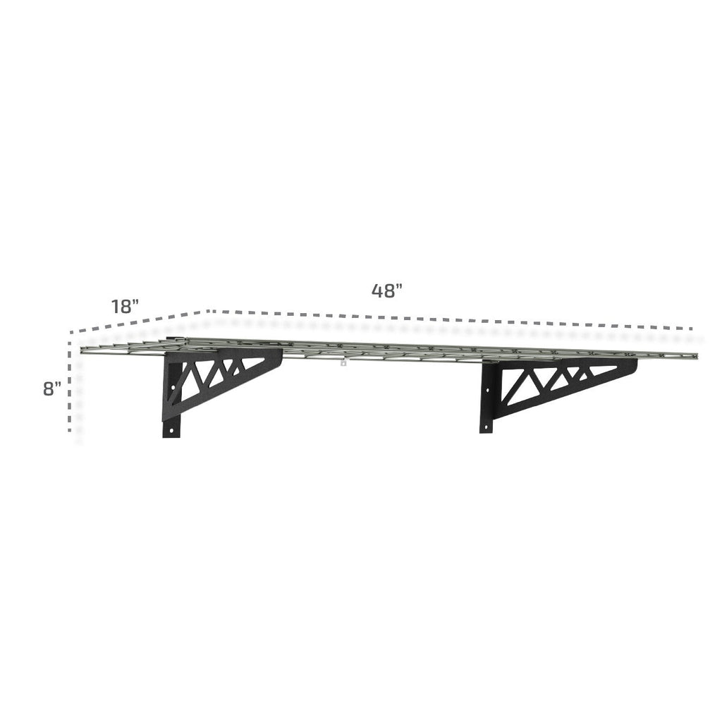 18" x 48" Wall Shelves (Two Pack with Hooks)-Wall Mounted Storage-Grease Monkey Garage