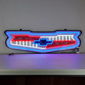 1957 Chevy Emblem Chevrolet Grille LED Flex-Neon Sign in Steel Can-Grease Monkey Garage