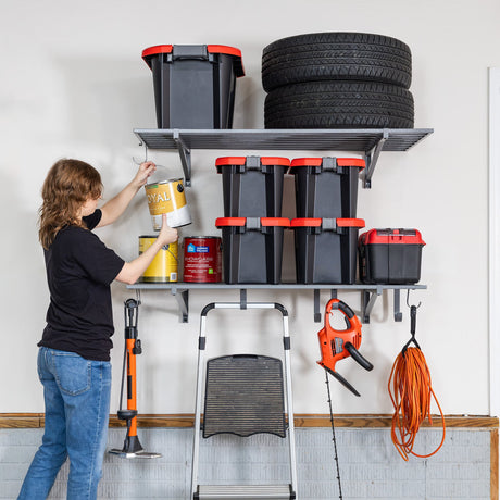 2' x 4' Bristol Garage Wall Mount Shelves | 2 Pack | Hammered Gray-Wall Mounted-Grease Monkey Garage