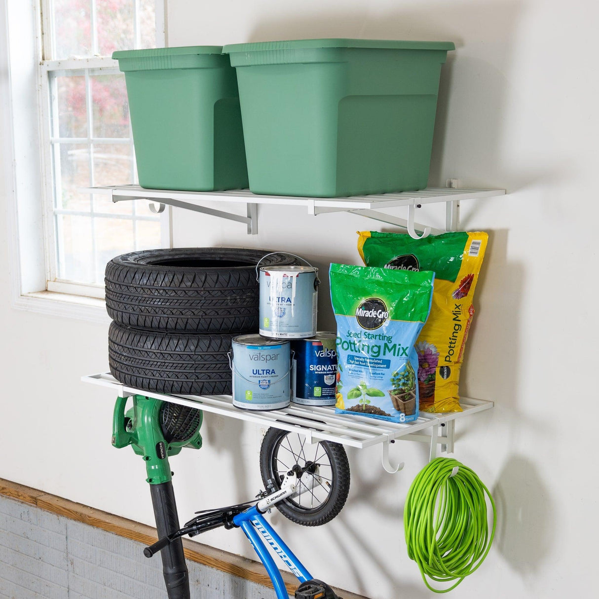 2' x 4' Bristol Garage Wall Mount Shelves | 2 Pack | White-Wall Mounted-Grease Monkey Garage