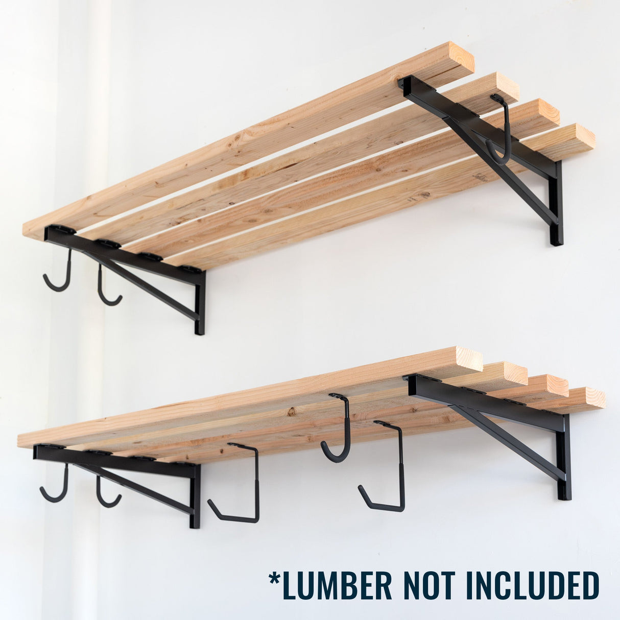2' x 4' DIY Wall Shelf Brackets | Heavy Duty Garage Wall Shelves-Wall Mounted-Grease Monkey Garage