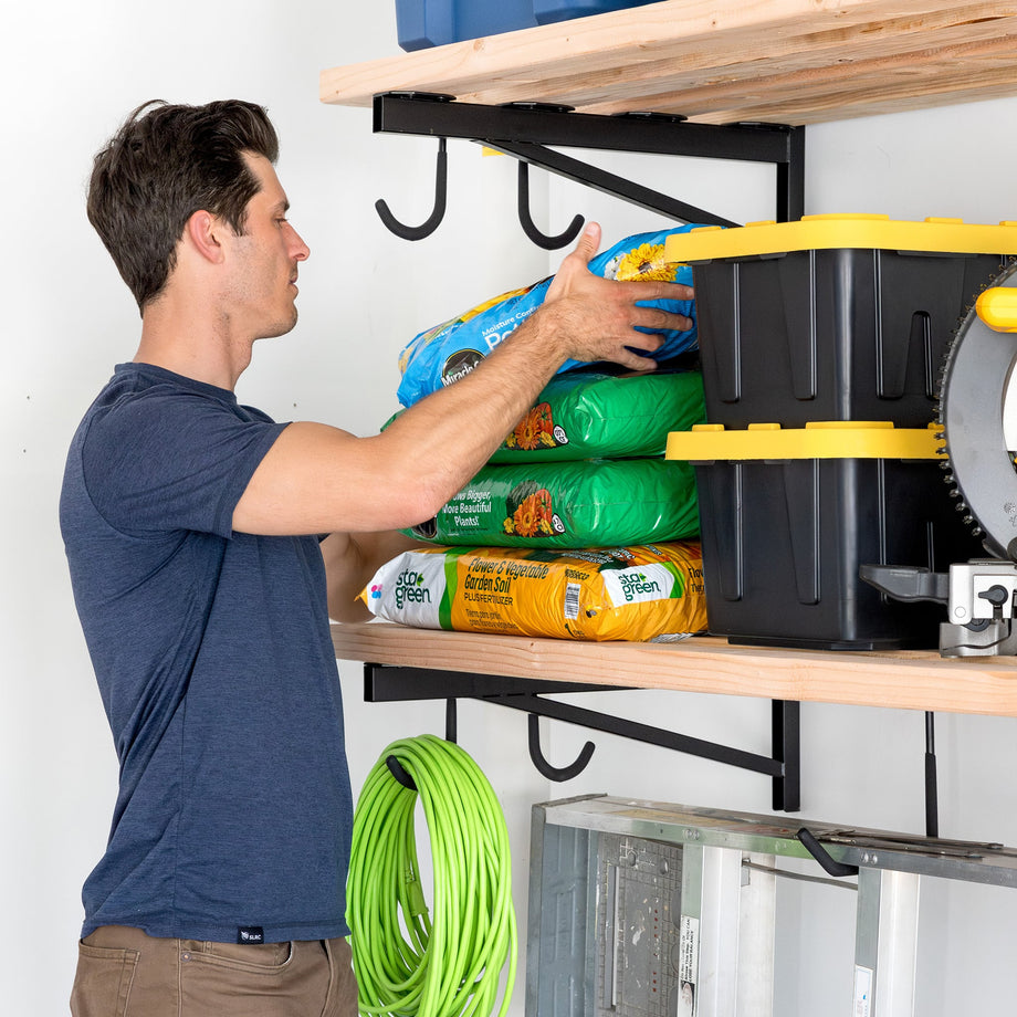 2' x 4' DIY Wall Shelf Brackets | Heavy Duty Garage Wall Shelves – Grease  Monkey Garage, image size:920x920