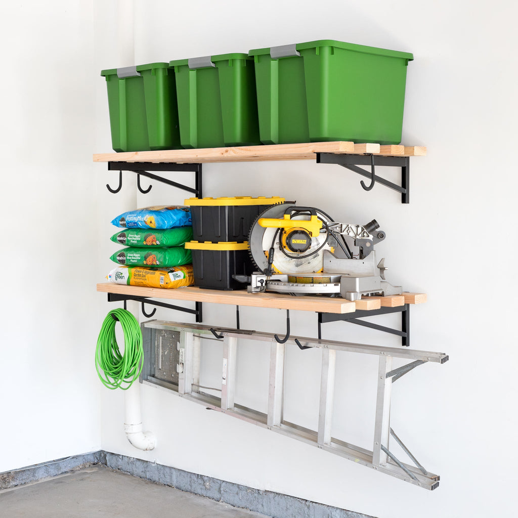 2' x 4' DIY Wall Shelf Brackets | Heavy Duty Garage Wall Shelves-Wall Mounted-Grease Monkey Garage