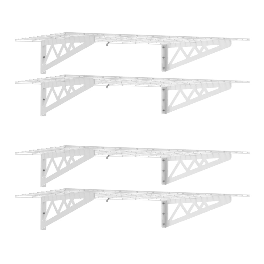 24" x 48" Wall Shelves Combo (Four Pack with Hooks)-Wall Mounted Storage-Grease Monkey Garage