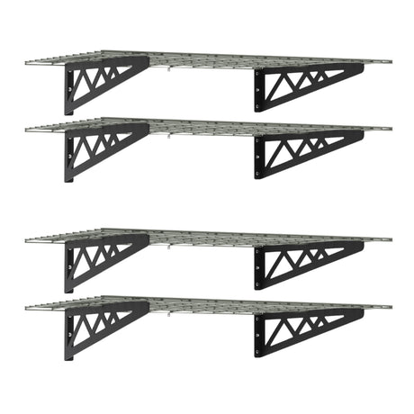 24" x 48" Wall Shelves Combo (Four Pack with Hooks)-Wall Mounted Storage-Grease Monkey Garage