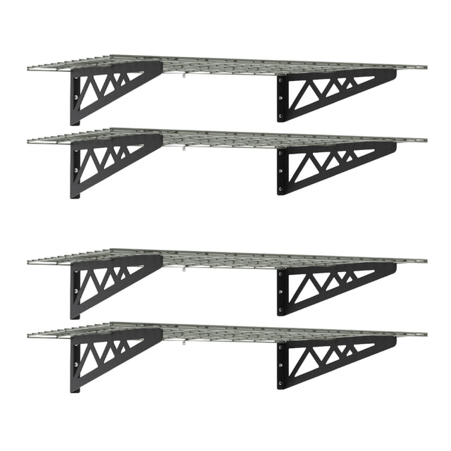 24" x 48" Wall Shelves Combo (Four Pack with Hooks)-Wall Mounted Storage-Grease Monkey Garage