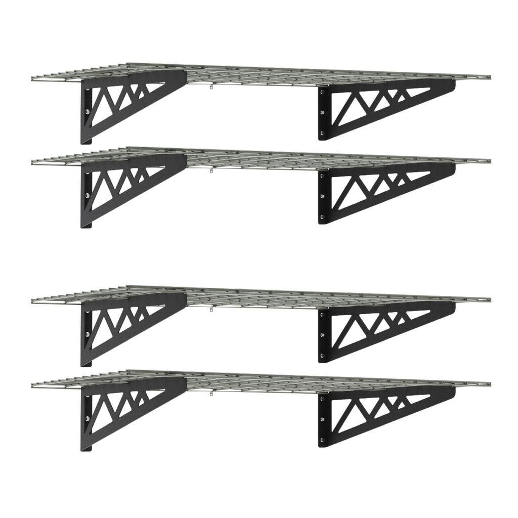 24" x 48" Wall Shelves Combo (Four Pack with Hooks)-Wall Mounted Storage-Grease Monkey Garage