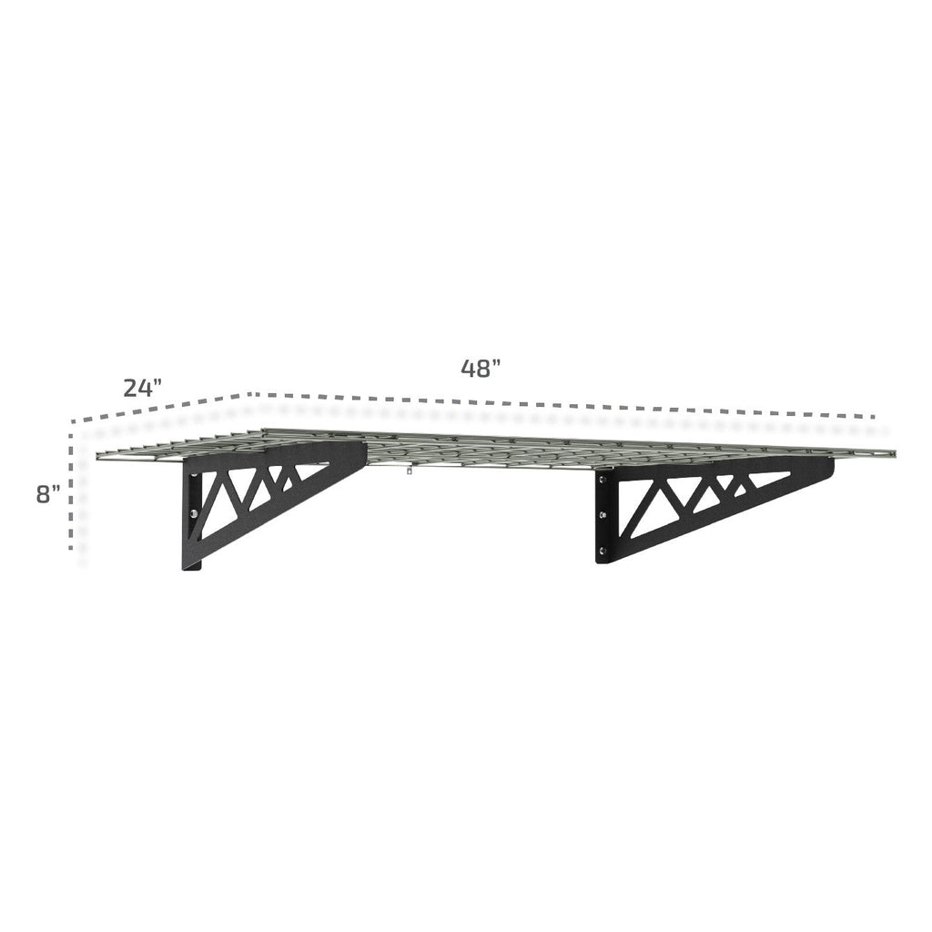 24" x 48" Wall Shelves (Two Pack with Hooks)-Wall Mounted Storage-Grease Monkey Garage