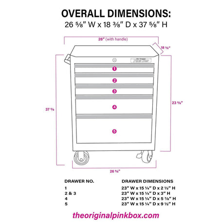 26-Inch 5-Drawer Rolling Cabinet-Grease Monkey Garage