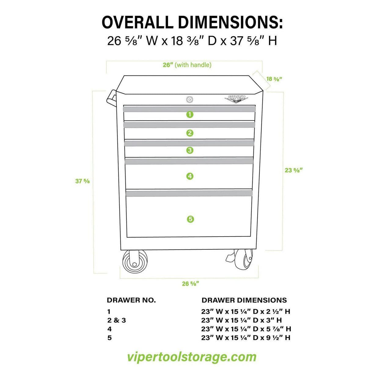 26-Inch 5-Drawer Rolling Cabinet-Grease Monkey Garage