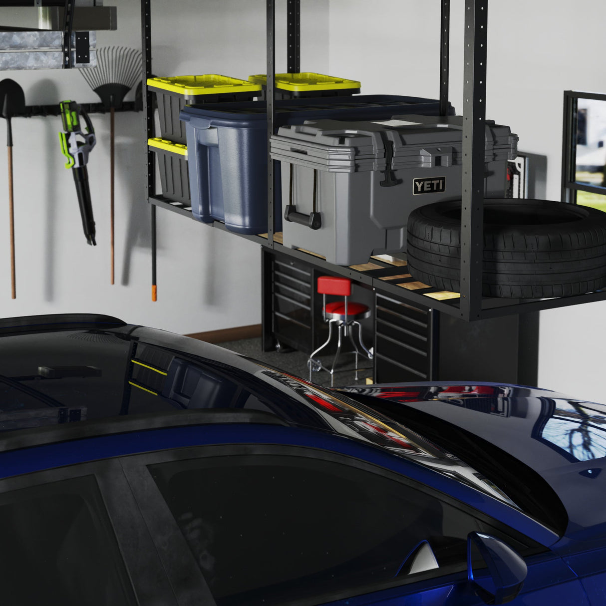 3' x 8' Faber Overhead Garage Shelving | Holds 700 lbs-Ceiling-Grease Monkey Garage