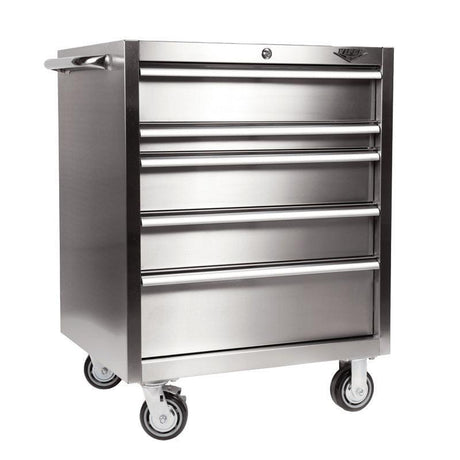 30-Inch 5-Drawer Stainless Steel Rolling Cabinet-Grease Monkey Garage