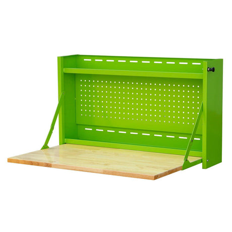 32-Inch Folding Wall-Mounted Worktable with Butcher Block Top-Grease Monkey Garage