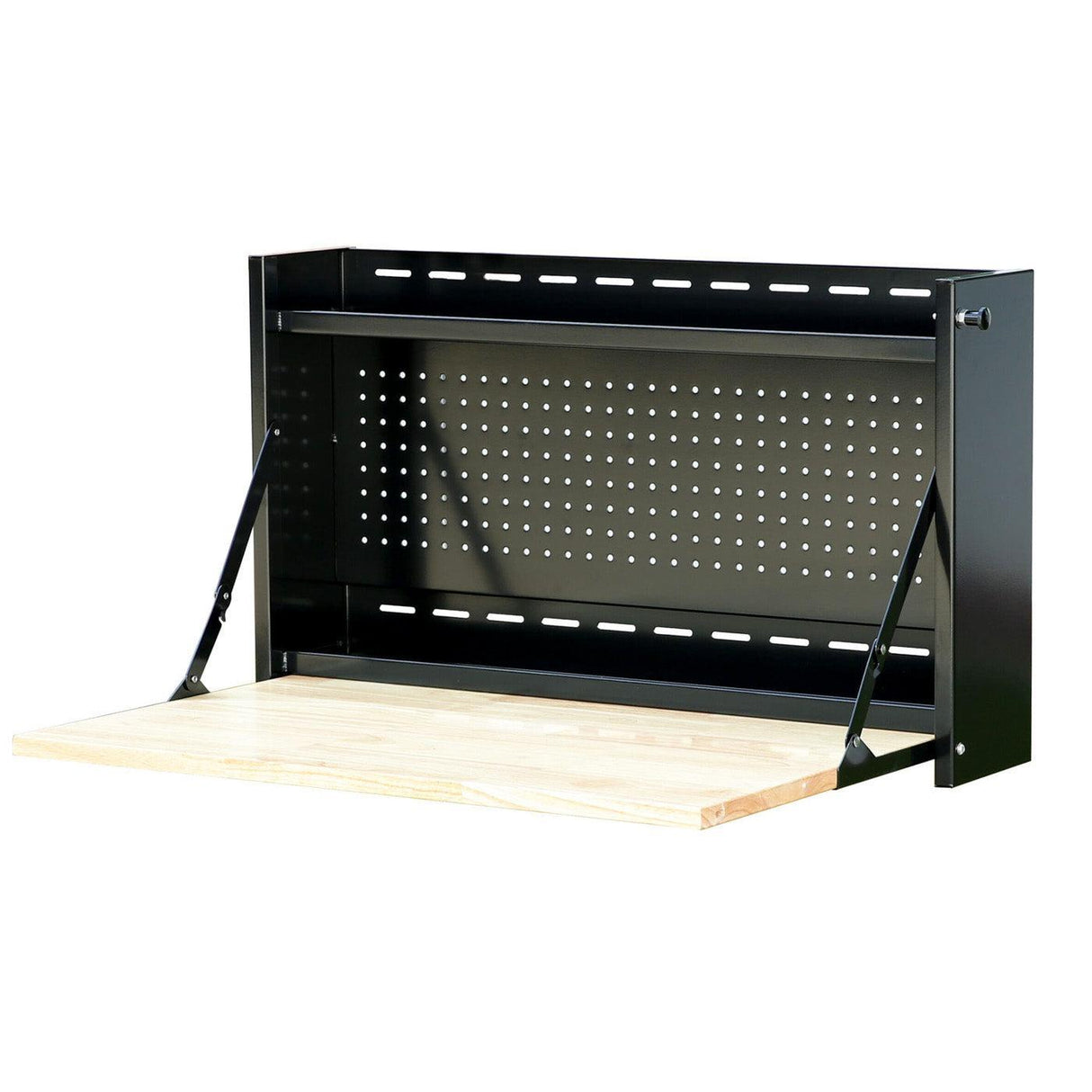 32-Inch Folding Wall-Mounted Worktable with Butcher Block Top-Grease Monkey Garage