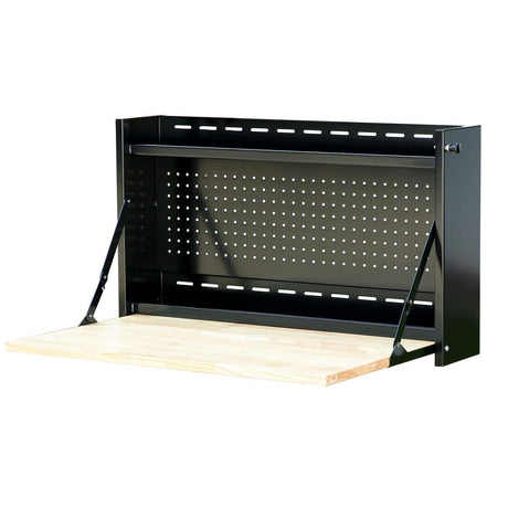 32-Inch Folding Wall-Mounted Worktable with Butcher Block Top-Grease Monkey Garage