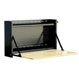 32-Inch Folding Wall-Mounted Worktable with Butcher Block Top-Grease Monkey Garage