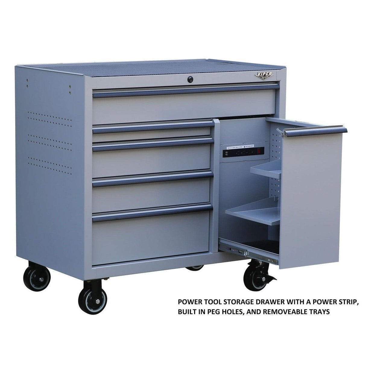 41-Inch 6-Drawer Rolling Cabinet with Power Drawer-Grease Monkey Garage