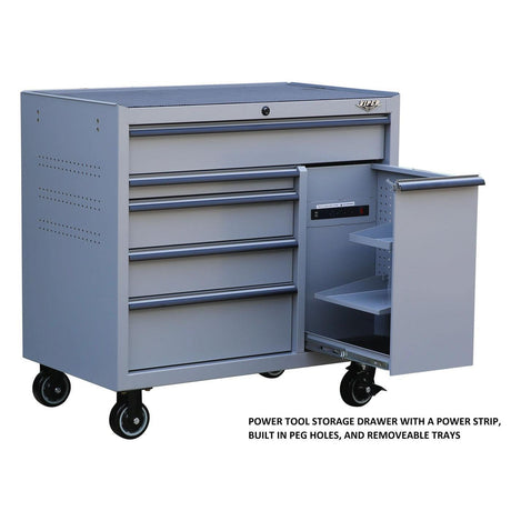 41-Inch 6-Drawer Rolling Cabinet with Power Drawer-Grease Monkey Garage