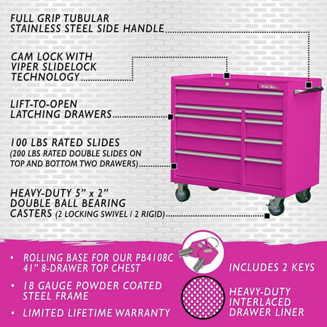 41-Inch 9-Drawer Rolling Cabinet-Grease Monkey Garage