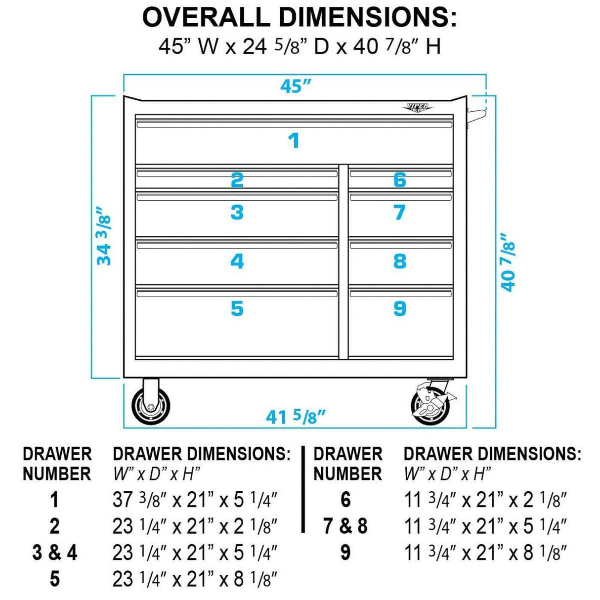 41-Inch 9-Drawer Stainless Steel Rolling Cabinet-Grease Monkey Garage
