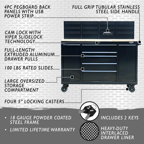 60-Inch 7-Drawer Workstation with Power Strip-Grease Monkey Garage
