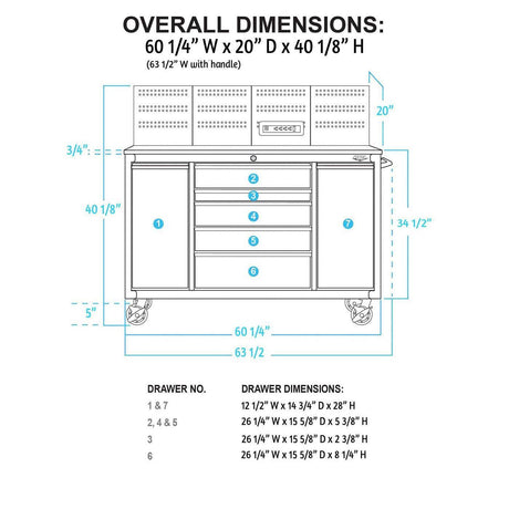 60-Inch 7-Drawer Workstation with Power Strip-Grease Monkey Garage
