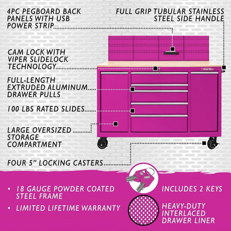 60-Inch 7-Drawer Workstation with Power Strip-Grease Monkey Garage