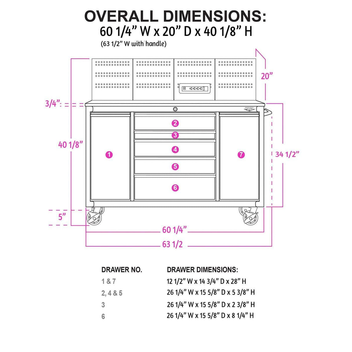 60-Inch 7-Drawer Workstation with Power Strip-Grease Monkey Garage
