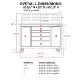 60-Inch 7-Drawer Workstation with Power Strip-Grease Monkey Garage