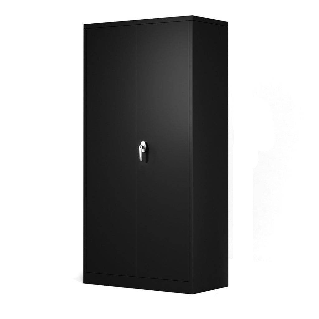 AOBABO Metal Storage Cabinet with 3 Adjustable Shelves and 1 Cloth Rail, Black-*Furniture | Cabinets & Storage | Armoires & Wardrobes-Grease Monkey Garage