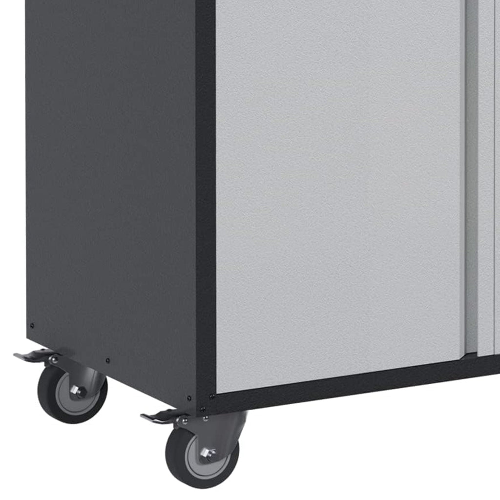 AOBABO Steel Lockable Wheeled Storage Cabinet w/Drawer & Shelves, Black/Grey-Hardware | Hardware Accessories | Tool Storage & Organization | Tool Cabinets & Chests-Grease Monkey Garage
