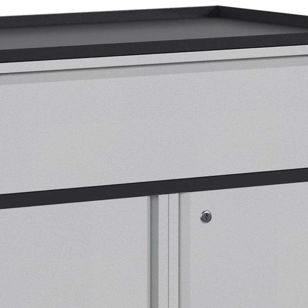 AOBABO Steel Lockable Wheeled Storage Cabinet w/Drawer & Shelves, Black/Grey-Hardware | Hardware Accessories | Tool Storage & Organization | Tool Cabinets & Chests-Grease Monkey Garage