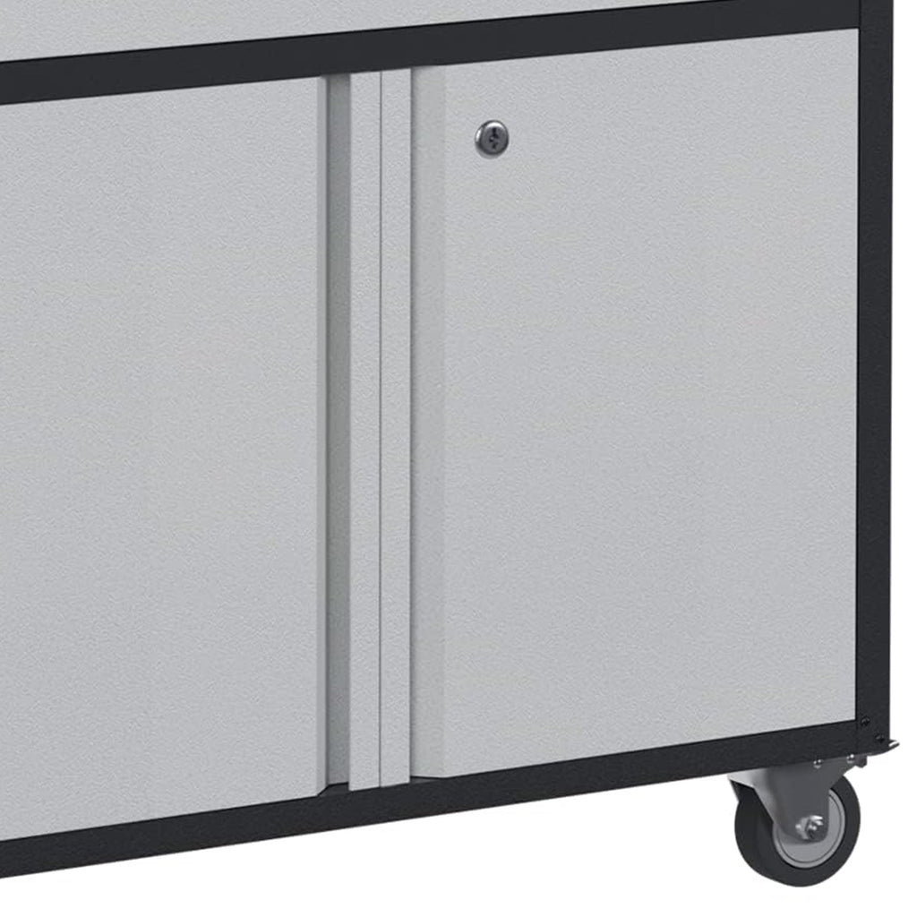 AOBABO Steel Lockable Wheeled Storage Cabinet w/Drawer & Shelves, Black/Grey-Hardware | Hardware Accessories | Tool Storage & Organization | Tool Cabinets & Chests-Grease Monkey Garage