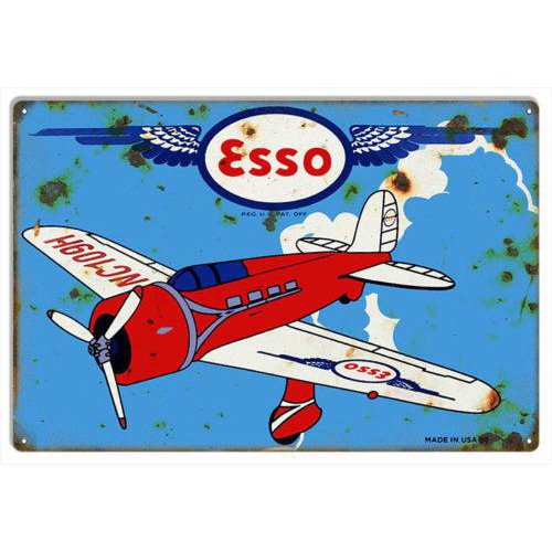 Aged Esso Aviation Products Metal Sign-Metal Signs-Grease Monkey Garage