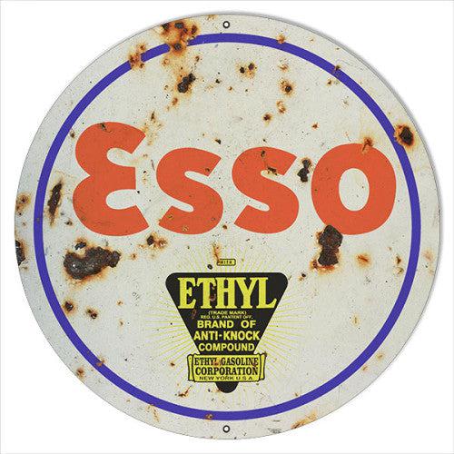 Aged Esso Gasoline Metal Sign-Metal Signs-Grease Monkey Garage