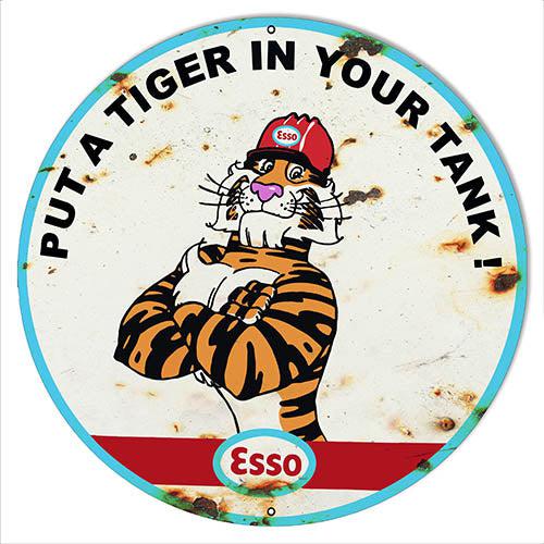 Aged Esso Put a Tiger in Your Tank Metal Sign-Metal Signs-Grease Monkey Garage