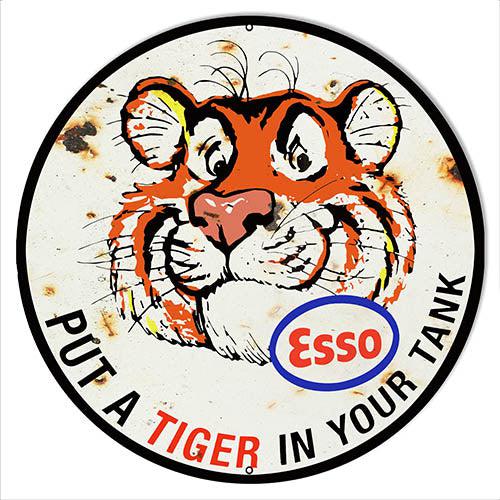 Aged Esso Put a Tiger in Your Tank Metal Sign-Metal Signs-Grease Monkey Garage